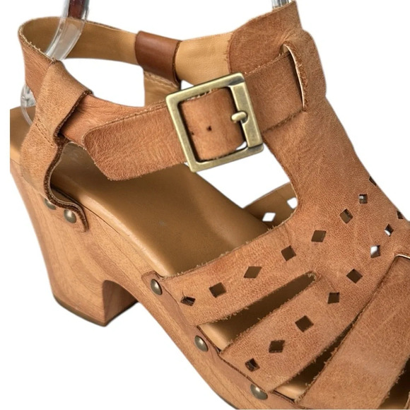 KORKS Augustine Cutout Platform Sandals Retro 70s Chunky Saddle Tan, Size 9 - Picture 10 of 15